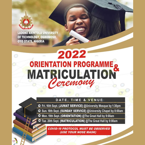 2022 Orientation Programme & Matriculation Ceremony