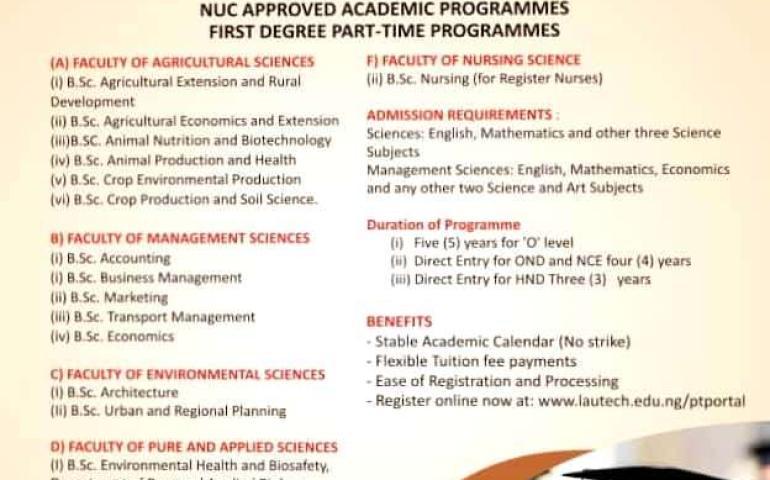 ADMISSION INTO PART-TIME DEGREE PROGRAMMES FOR 2021 /2022